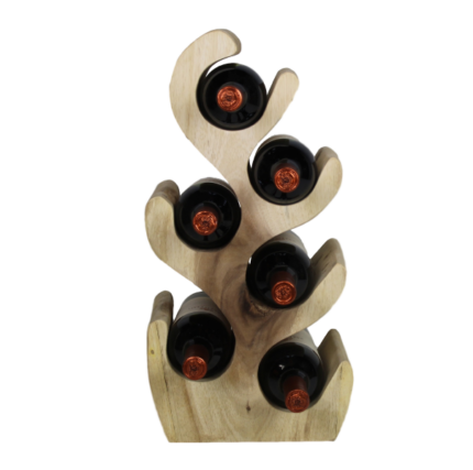 HSM Collection-Staand Wijnrek Vins 6 Flessen-27x20x51-Naturel-Munggur