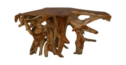 HSM Collection-Wandtafel Teak Root Flower-150x40x80-Naturel-Teak