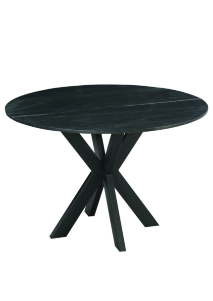 HSM Collection-Ronde Eettafel Marmer-90x90x77-Zwart-Marmer/Metaal