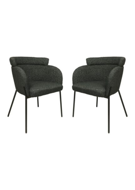 HSM Collection-Eetkamerstoel Luca S/2-57x60x81-Antraciet/Zwart-Stof/Metaal