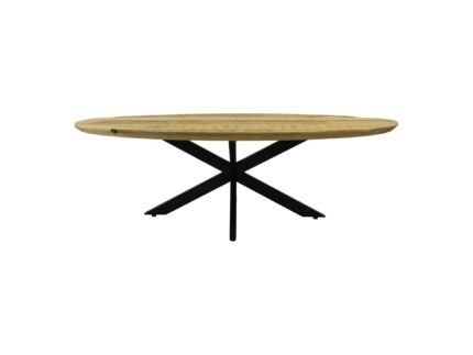 HSM Collection-Ovale Salontafel Bern-130x80x42.5-Naturel/Zwart-Mango/Metaal