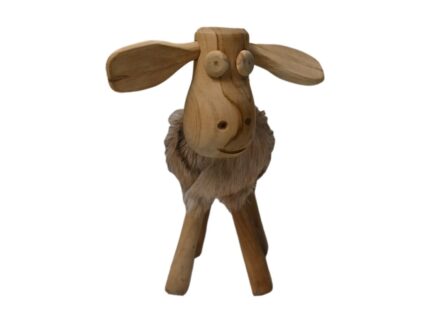 HSM Collection-Schaap Shawn Small-32x14x32-Assorti/Naturel-Geitenhuid/Teak