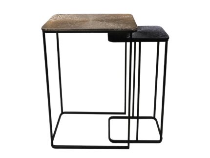 HSM Collection-Wandtafel S/2-60x35x77/40x25x70-Goud/Zwart-Aluminium/Metaal