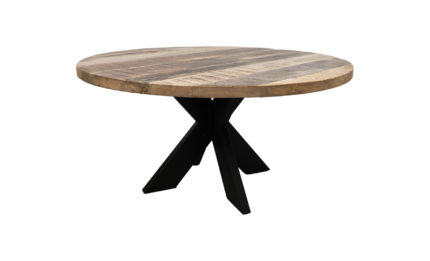 HSM Collection-Ronde Salontafel-80x80x45-Naturel/Zwart-Mango/Metaal