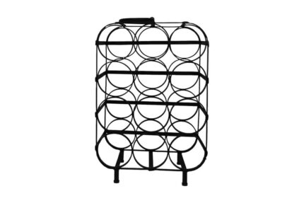 HSM Collection-Staand Wijnrek 12 Flessen-35x25x50-Zwart-Metaal