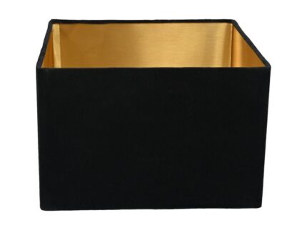 HSM Collection-Vierkante Lampenkap-42x42x28-Zwart/Goud-Stof