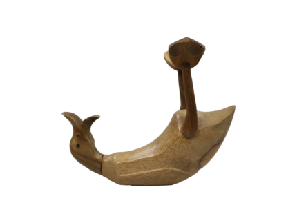 HSM Collection-Wijnfleshouder Duck-33x15x26-Naturel-Bamboe/Teak