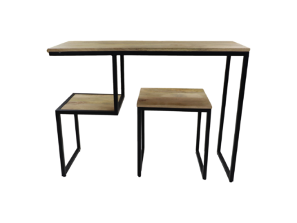HSM Collection-Wandtafel Step -100x35x75-Naturel/Zwart-Mango/Metaal