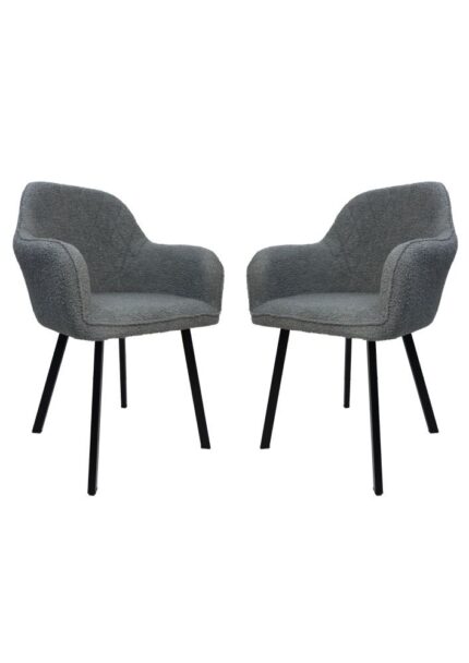 HSM Collection-Eetkamerstoel Demi S/2-60x54x82.5-Licht Grijs/Zwart-Stof/Metaal