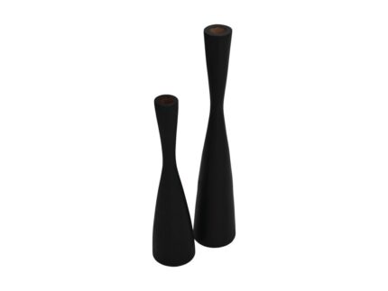 HSM Collection-Kaarsenhouder S/2-ø8X32/ø8X42-Zwart-Teak