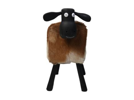 HSM Collection-Schaap Shawn Large-58x34x62-Assorti/Zwart-Geitenhuid/Teak
