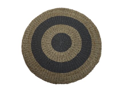 HSM Collection-Vloerkleed -ø120-Naturel/Grijs-Raffia/Zeegras