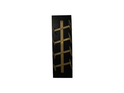 HSM Collection-Hangend Wijnrek 4 Flessen-20x13x65-Zwart/Goud-Mango/Metaal