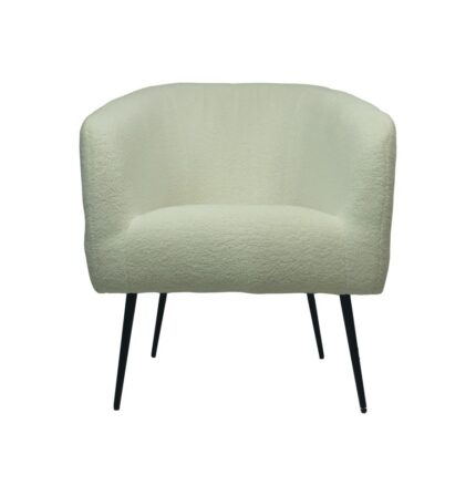 HSM Collection-Fauteuil Bouclé-77x68x83-Wit/Zwart-Stof/Metaal
