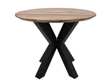 HSM Collection-Ronde Eettafel Zürich -100x100x76-Naturel/Zwart-Acacia/Metaal