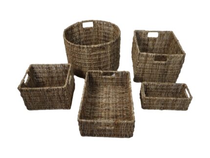 HSM Collection-Mandenset S/5-ø47x30-Naturel-Bananenblad