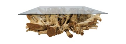 HSM Collection-Rechthoekige Salontafel Met Glas-110x60x44 (glas 120x70)-Naturel-Teak/Glas