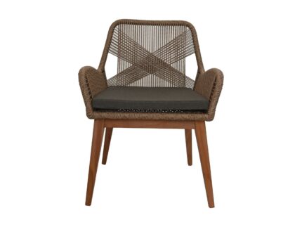 HSM Collection-Tuinstoel Coco + Kussen-60x64x87-Naturel/Naturel-Teak/Bananenblad