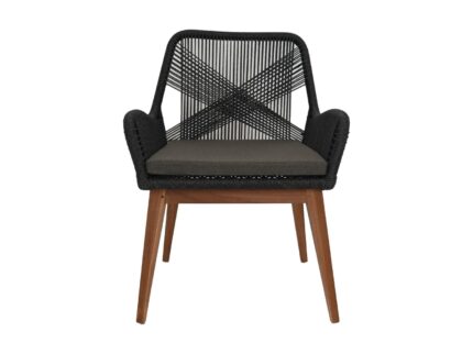 HSM Collection-Tuinstoel Coco + Kussen-60X64X87-Zwart/Naturel-Teak/Bananenblad