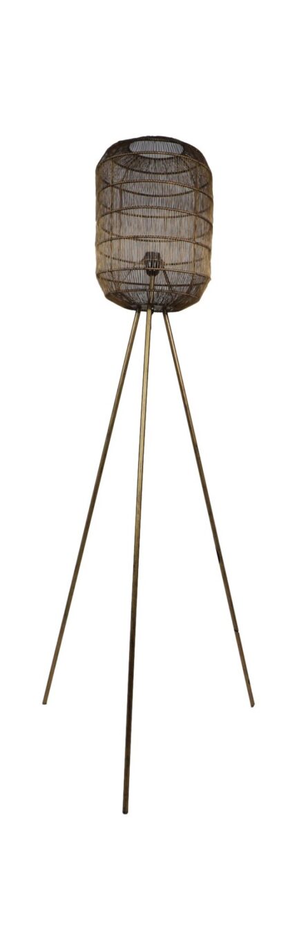 HSM Collection-Vloerlamp Driepoot Marbella-40x158-Goud-Metaal