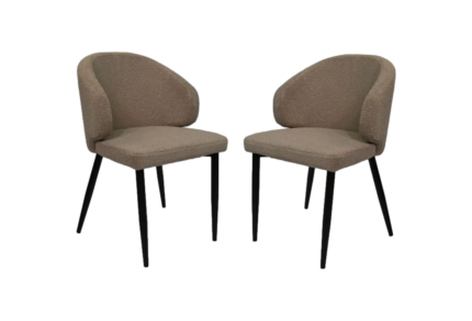 HSM Collection-Eetkamerstoel Yuna S/2-60x54x82.5-Taupe/Zwart-Stof/Metaal
