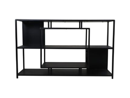 HSM Collection-Open Vakken Dressoir-150x35x90-Zwart-Mango/Metaal