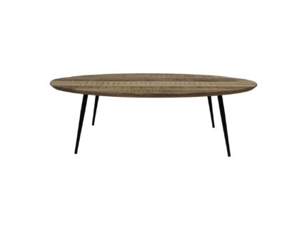 HSM Collection-Ovale Salontafel Bern Swiss Edge-130x80x38-Naturel/Zwart-Mango/Metaal