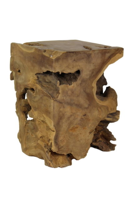 HSM Collection-Vierkante Kruk Block-30x30x40-Naturel-Teak