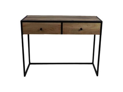 HSM Collection-Wandtafel 2 La-100x45x75-Naturel/Zwart-Mango/Metaal