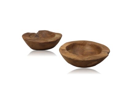 HSM Collection-Fruitschaal Small S/2-ø20-27x6-10-Naturel-Teak