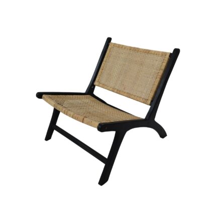 HSM Collection-Loungestoel Rotan-67x81x71-Zwart/Naturel-Rotan/Teak