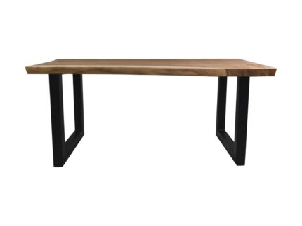HSM Collection-Rechthoekige Eettafel-2-180x80-90x78-Naturel/Zwart-Munggur/Metaal
