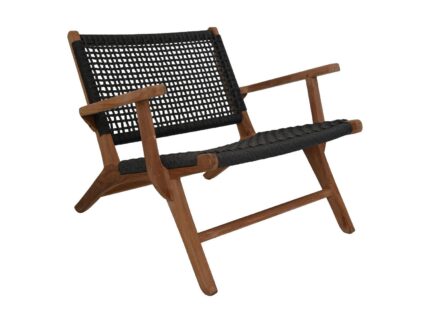 HSM Collection-Tuinstoel Rio Met Armleuning KD-80x80x67-Naturel/Zwart-Teak/Bananenblad