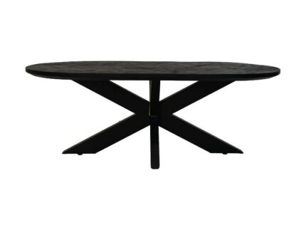 HSM Collection-Ovale Salontafel Mozaiek-120x60x44-Zwart-Mango/Metaal