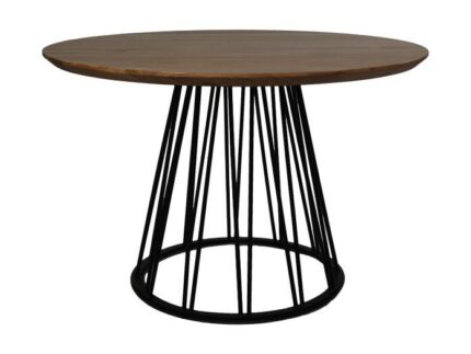 HSM Collection-Ronde Eettafel Zurich-ø120x78-Naturel/Zwart-Acacia/Metaal