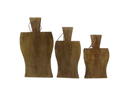 HSM Collection-Snijplank Met Handvat Golf S/3-40x22x2/34x17x2/29x17x2-Naturel-Mango
