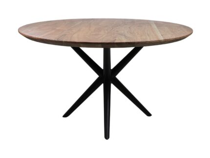 HSM Collection-Ronde Eettafel Zürich-130x130x75-Naturel/Zwart-Acacia/Metaal