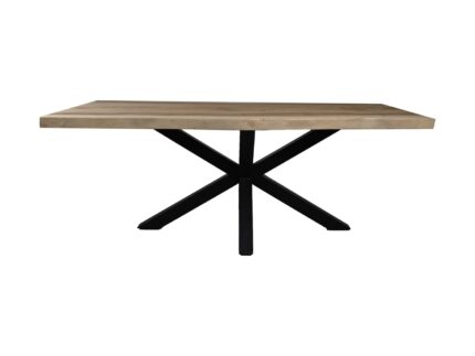HSM Collection-Rechthoekige Eettafel-1-180x80-90x78-Naturel/Zwart-Munggur/Metaal