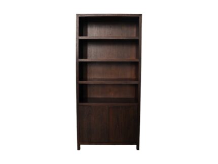 HSM Collection-Wandkast Met 4 Vakken-100x42x215-Bruin-Teak Fineer