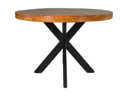 HSM Collection-Ronde Eettafel Melbourne-110*110*76-Bruin/Zwart-Mango/Metaal
