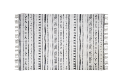 HSM Collection-Vloerkleed -210x150x0,35-Zwart/Wit-Katoen