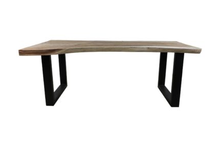 HSM Collection-Rechthoekige Eettafel-200x80-100x75-Naturel/Zwart-Munggur/Metaal