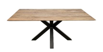 HSM Collection-Rechthoekige Eettafel Zürich-160x90x76-Naturel/Zwart-Acacia/Metaal