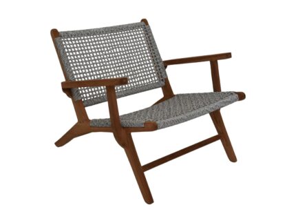 HSM Collection-Tuinstoel Rio Met Armleuning KD-80x80x67-Naturel/Grijs-Teak/Bananenblad