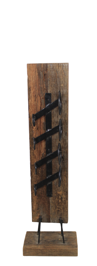 HSM Collection-Staand Wijnrek 4 Flessen-32x28x100-Bruin/Zwart-Teak