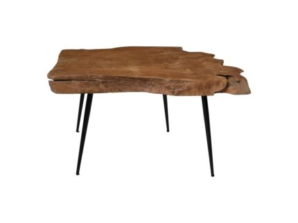 HSM Collection-Rechthoekige Salontafel Root-80x50x53-Naturel/Zwart-Teak/Metaal