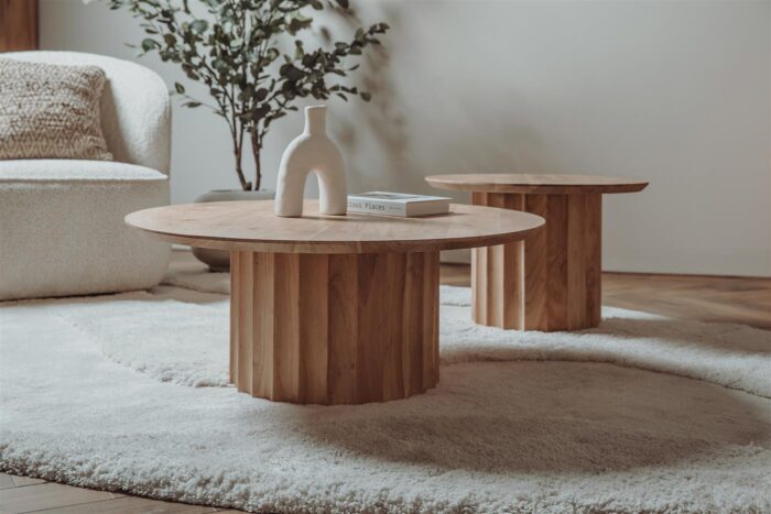 Crotone Salontafel set rond 90ø / 60ø cm - Afbeelding 4