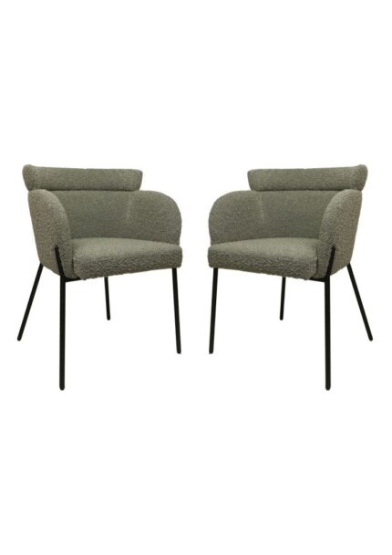 HSM Collection-Eetkamerstoel Luca S/2-57x60x81-Licht Grijs/Zwart-Stof/Metaal