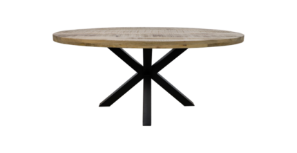 HSM Collection-Ovale Eettafel Portland-180x100x77-Naturel/Zwart-Mango/Metaal