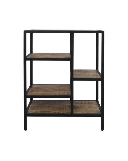 HSM Collection-Open Vakkenkast Levels-60x35x81-Naturel/Zwart-Mango/Metaal